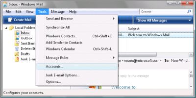 Windows Mail - Check settings 1