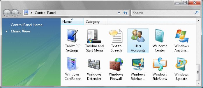 Creating user accounts in Windows Vista -1 