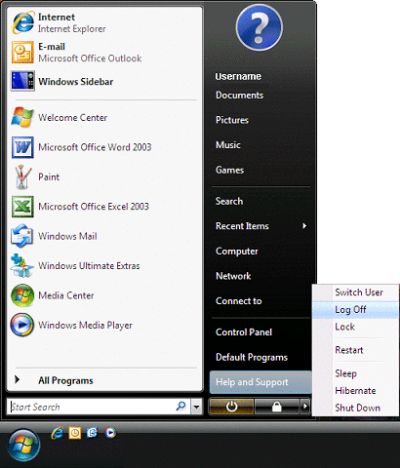 Shutdown Window Vista