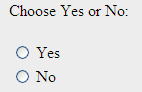 Example use of radio button form elements