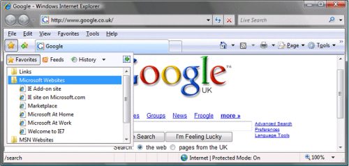 Favorites - IE7 - Vista - 1 