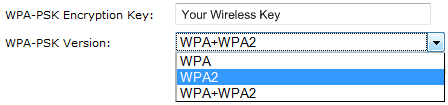Wireless security settings are at the bottom of the page, choose what you want and click Apply.